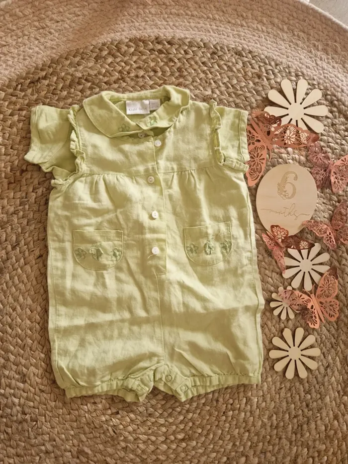 Ensemble d'été combi et chemise vert kiabi bebe fille 6 mois