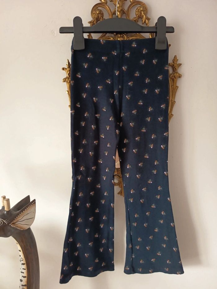 Legging côtelé évasé fleurs - photo numéro 2
