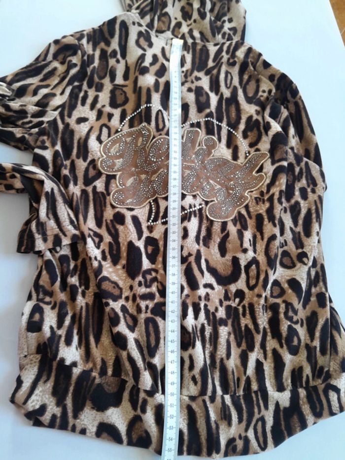 Veste capuche zip leopard brodé et strass Redial Luxury - photo numéro 12