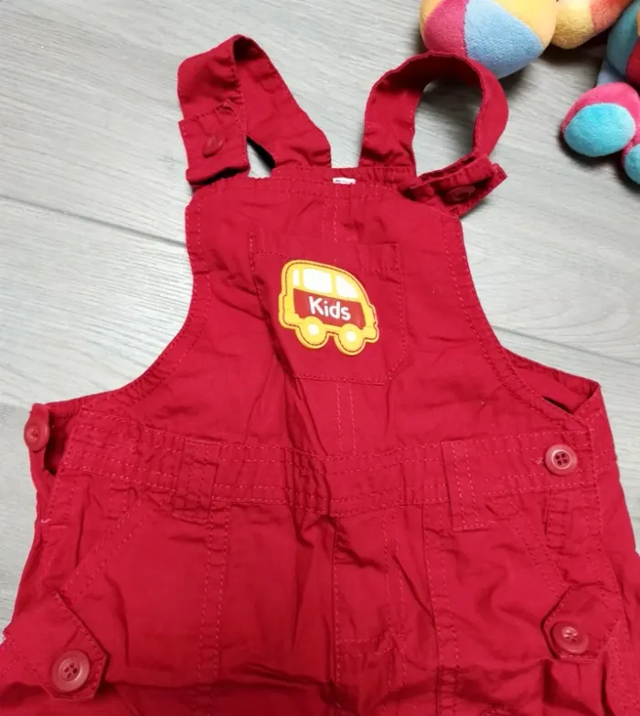 Salopette rouge voiture et chemise manches courtes garçon 23 mois Plus - photo numéro 2