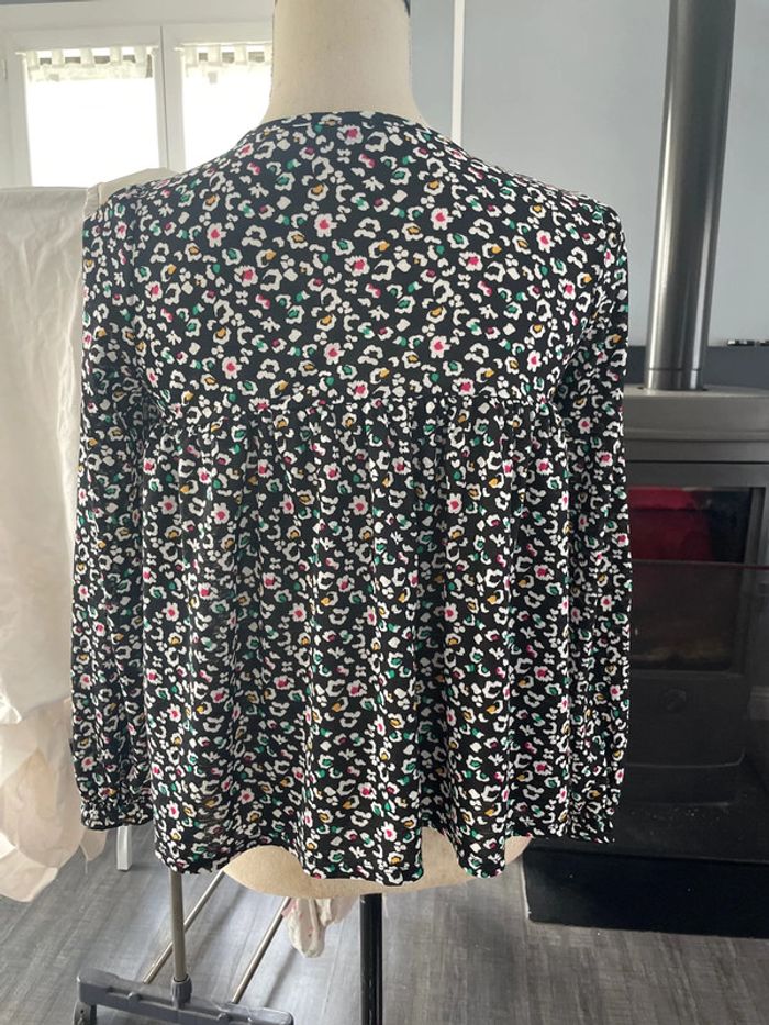 Blouse taille 12 ans noir avec fleur multicolore marque liberto - photo numéro 2