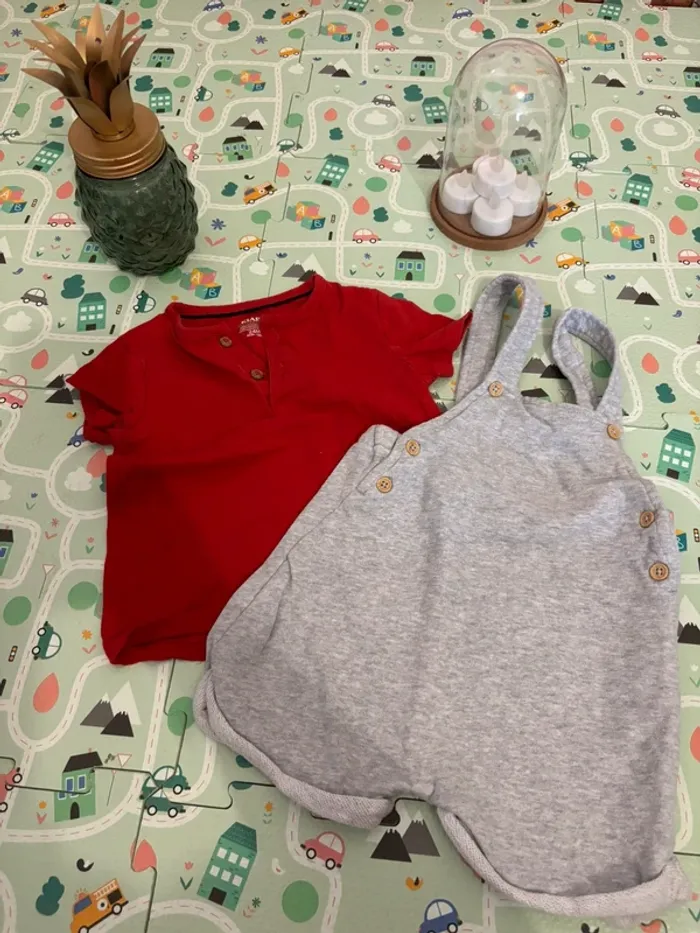 Ensemble salopette et t shirt Kiabi 24 mois