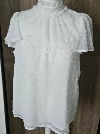 Jolie blouse voile et plumetis manches courtes taille 42