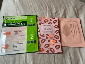 Lot masques patch lèvres tissu patchology vitamasques et qiriness