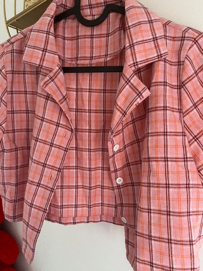 Top sans manches carreaux rose Neuve - photo numéro 4