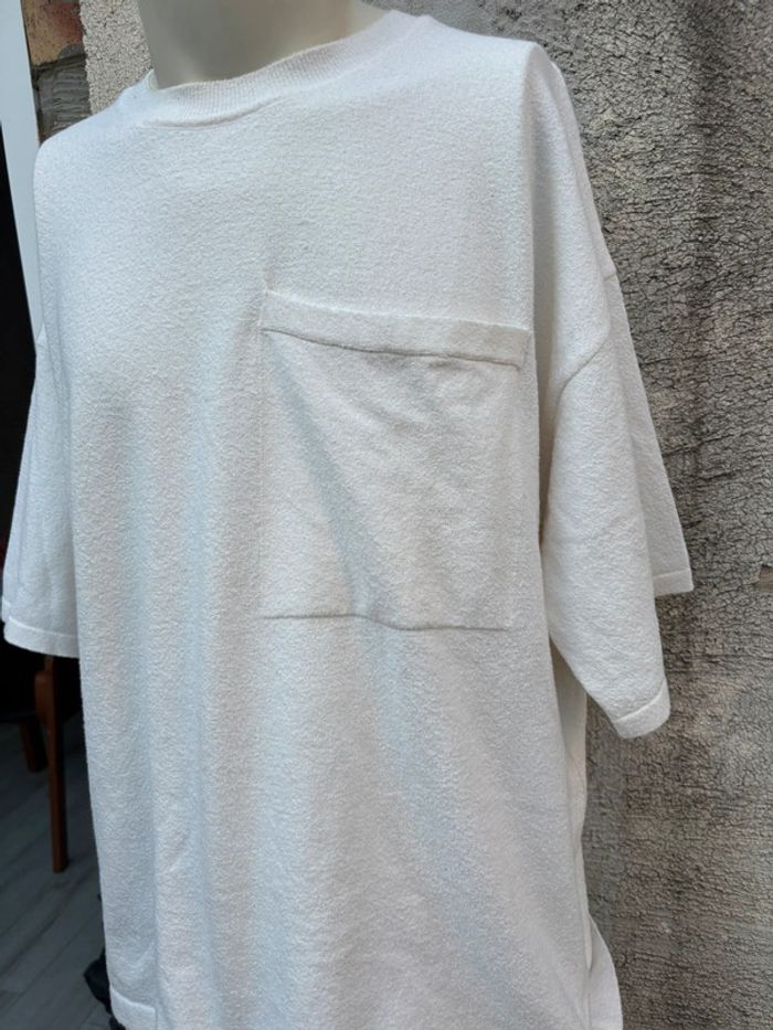 T-shirt Zara blanc style éponge - Taille XL - photo numéro 5