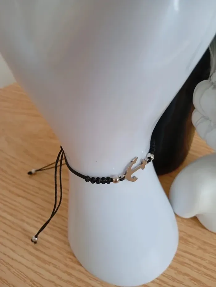 Bracelet corde ancre couleur argent corde ajustable - photo numéro 2