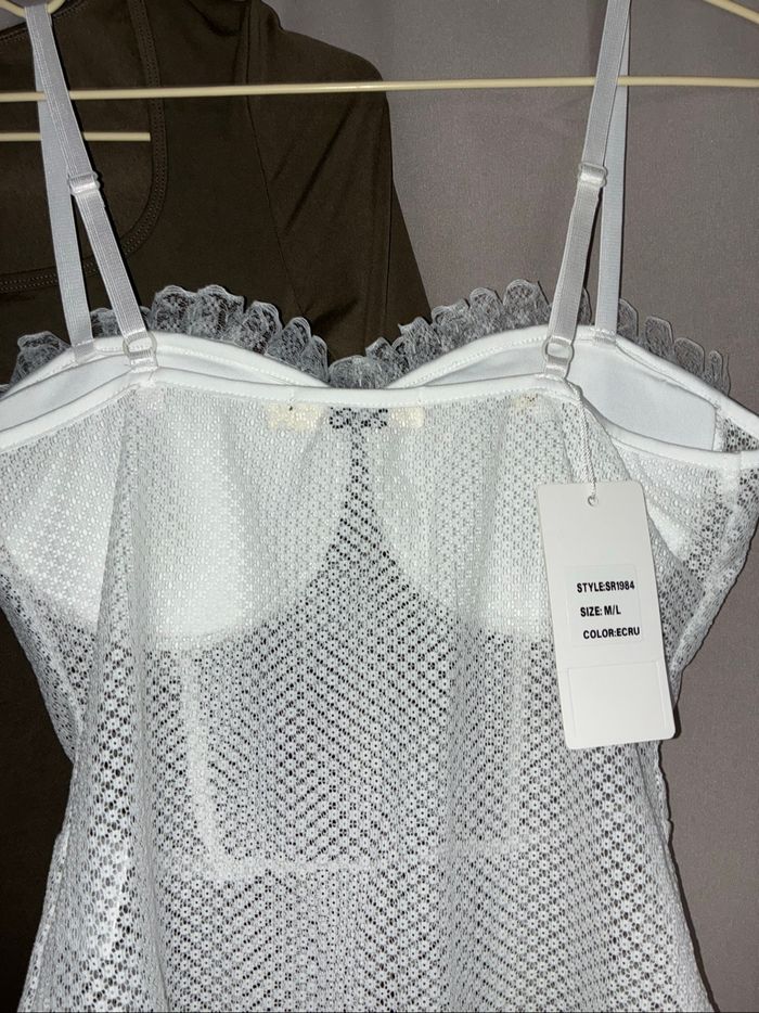 Body blanc écru ajouré M/L - photo numéro 7