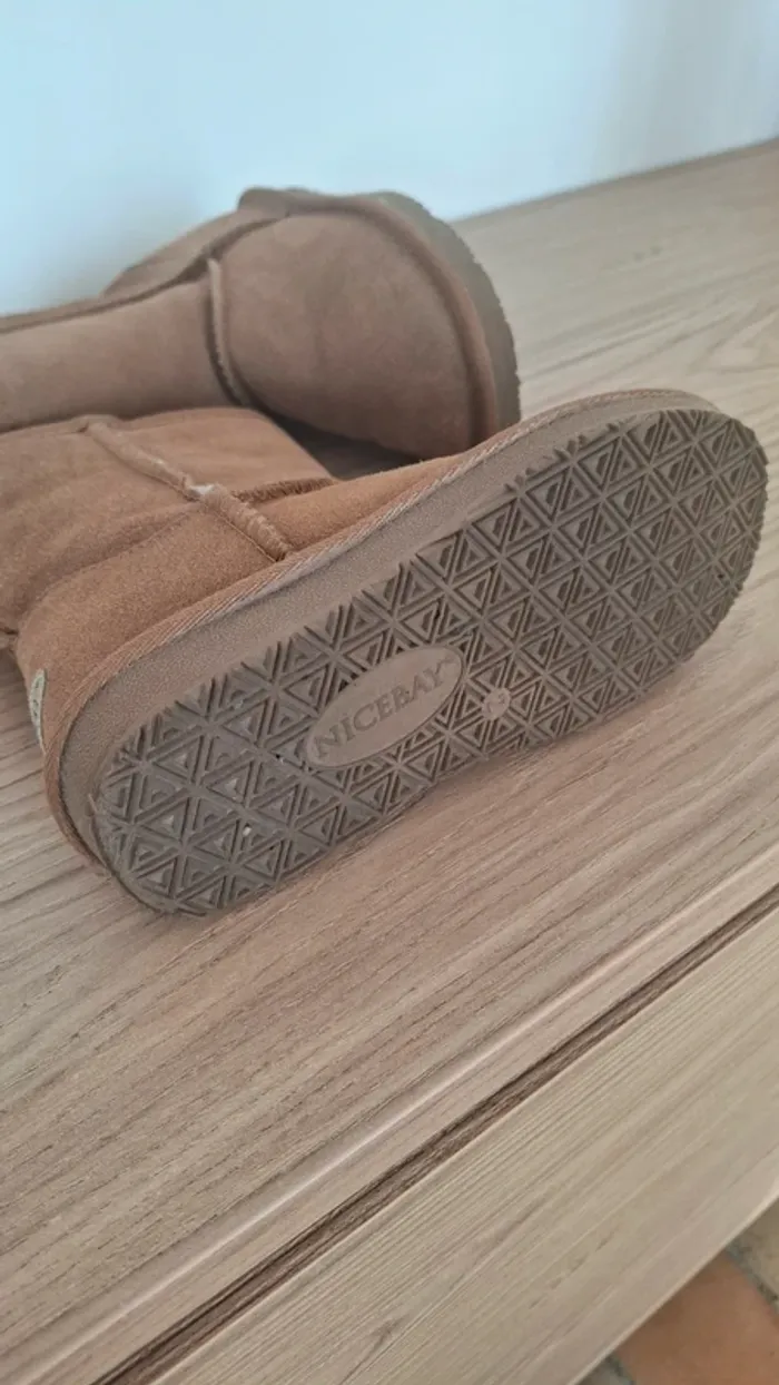 Bottes Nicebay laine et cuir - État neuf - Beige/Camel LA tendance de cette saison - photo numéro 6