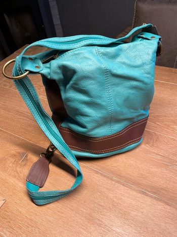 Sac femme turquoise cuir