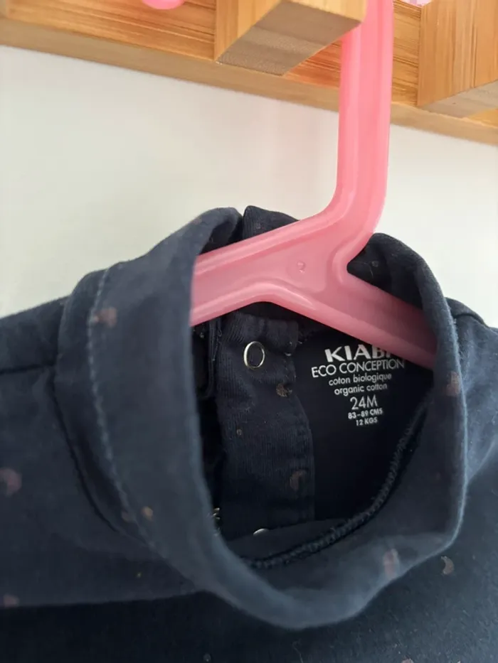T-shirt col roulé bleu marine Kiabi 24 mois – Motif lune, doux & cosy - photo numéro 2