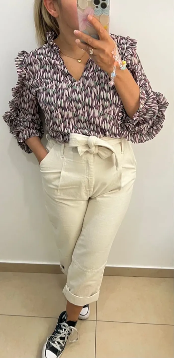 Blouse Imprimée Avec Volant - photo numéro 4