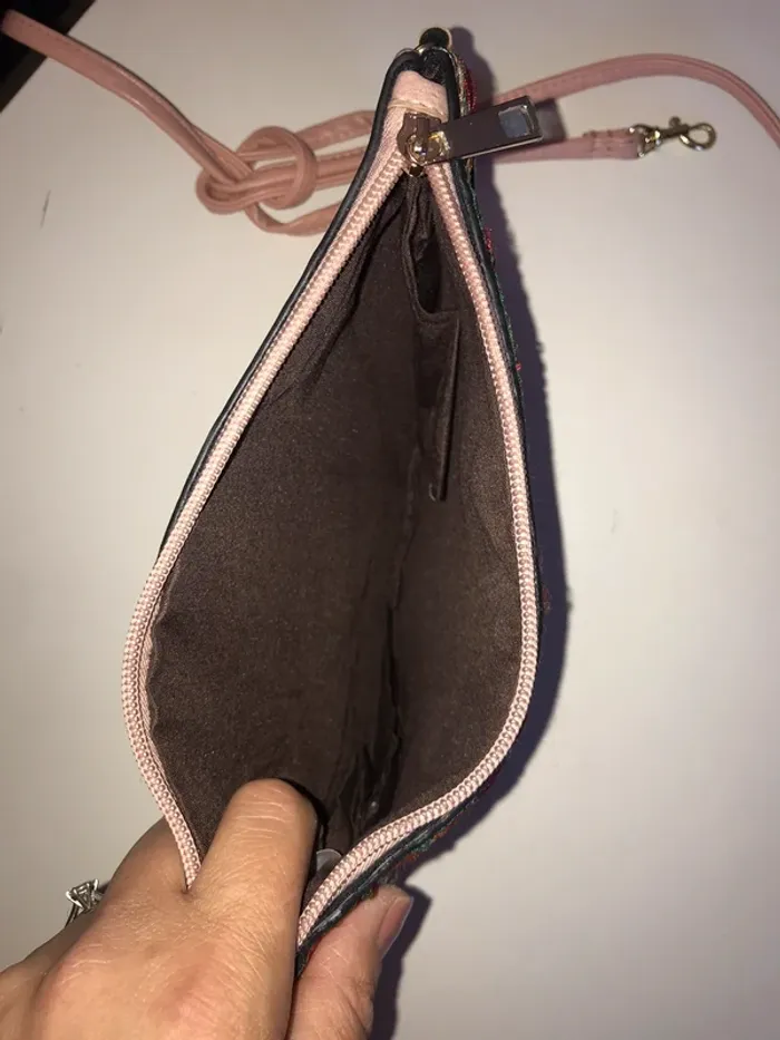 Sacoche pochette rose à bandoulière à perles multicolore - photo numéro 5