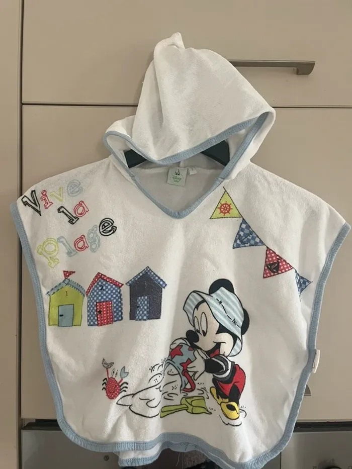 Cape de bain Mickey plage taille 1 (0-6 mois)