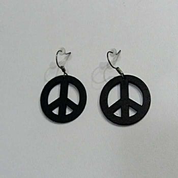 Boucles d'oreilles Peace en bois