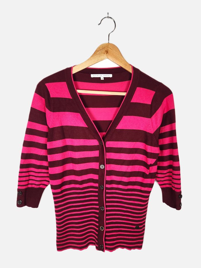Cardigan Patrice Bréal à rayures Rose Taille M