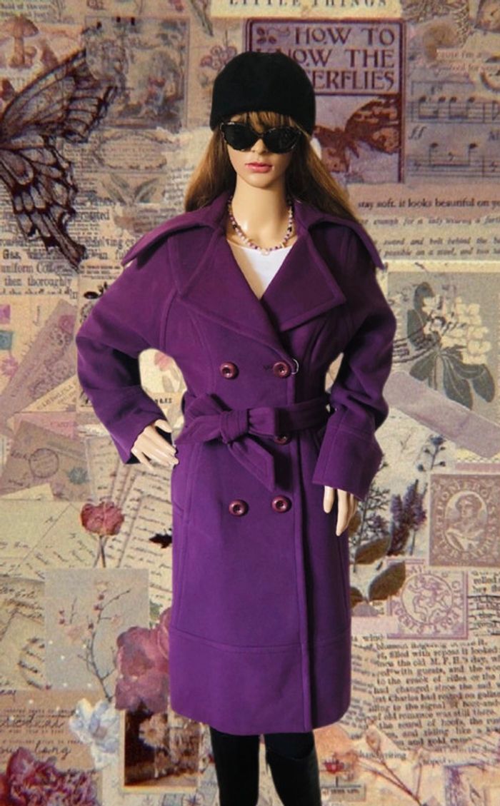💜Superbe manteau long laine cachemire mauve neuf avec étiquette vintage 00s wool cashmere coat💜 - photo numéro 4