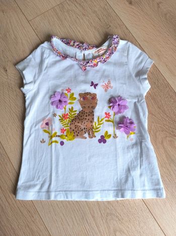T-shirt fille DPAM fleuri léopard - 24 mois 86cm