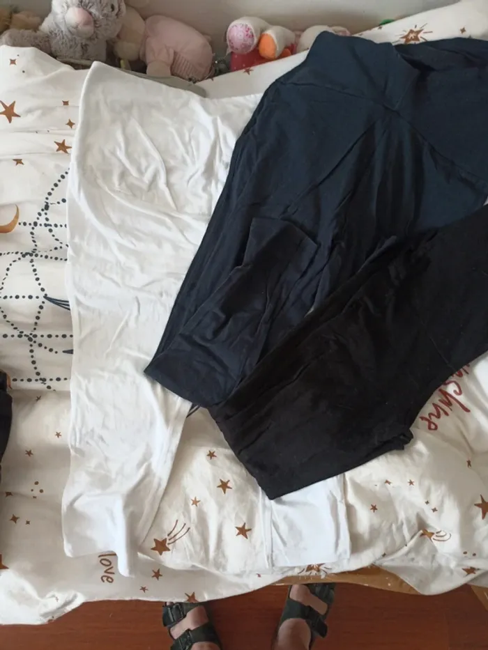 3 leggings de grossesse noir blanc et marine- T42/44 - L -Kiabi