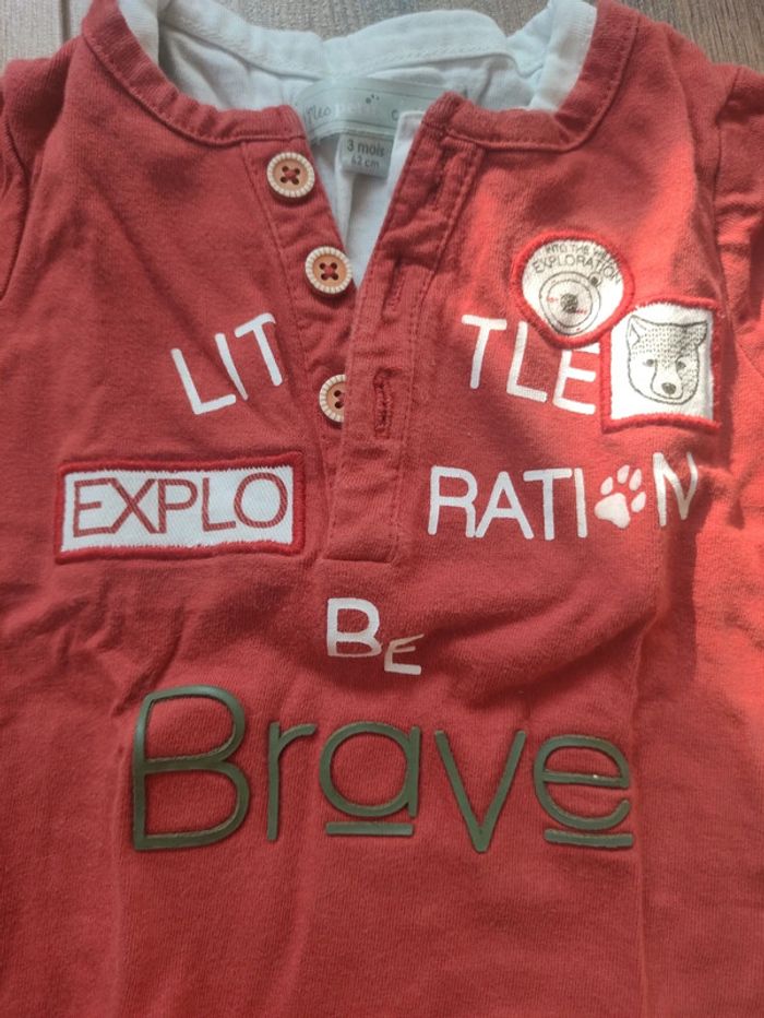 Tee shirt manches longues 3 mois garçon - photo numéro 3