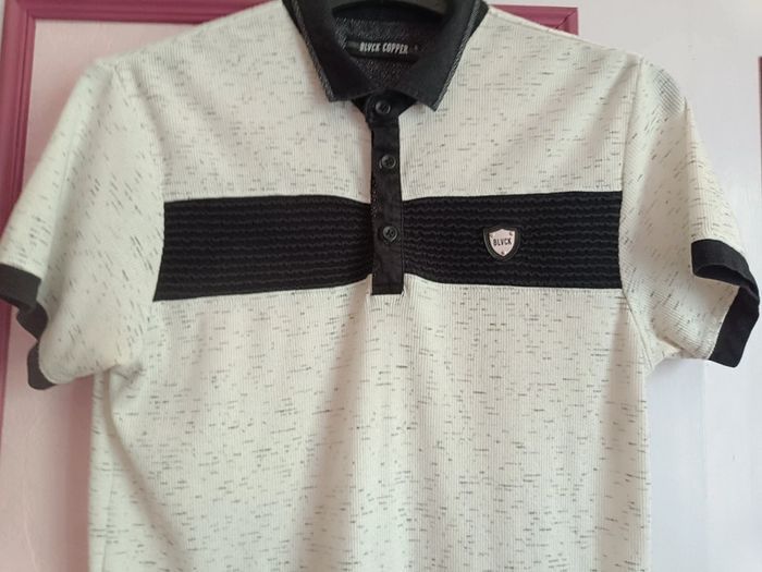 Polo écru noir " Blvck" en T.L - photo numéro 3
