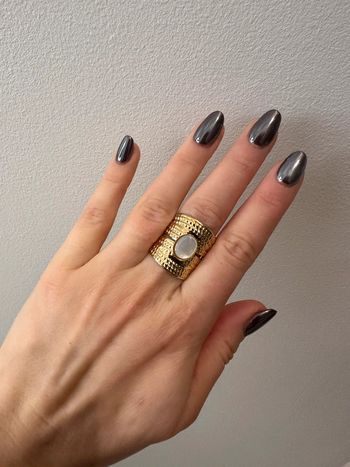 Bague dorée en acier avec nacre 💫