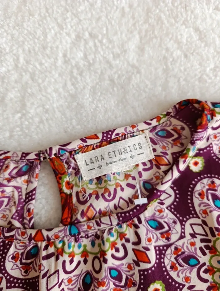 Robe Lara Ethnics neuve violet avec mandala multicolore légère et fluide made in France - photo numéro 6