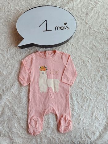 Pyjama été léger Fille 1 mois Lama Happy party Kiabi Eco conception 100% coton bio