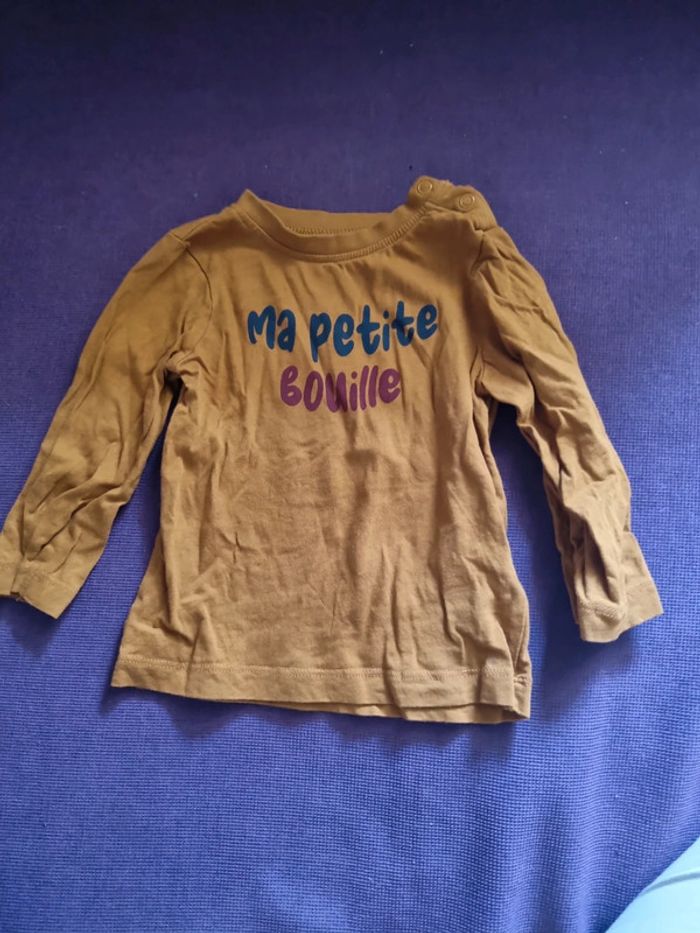 Tee shirt manches longues "ma petite bouille" mots d'enfants 18 mois