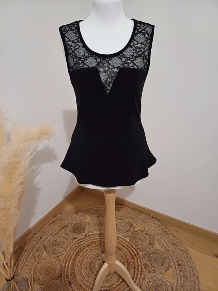 Top noir péplum chic Tout Feu Tout Femme taille XS 34 - photo numéro 2