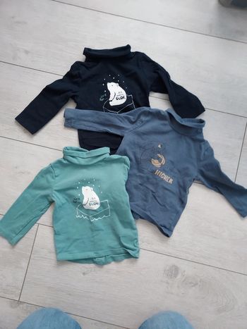 Lot 3 tee-shirts manches longues col roulé