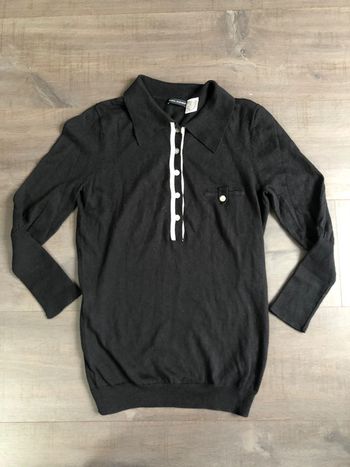 Petit pull col polo Laura clément taille 34/36 en soie coton et cachemire noir