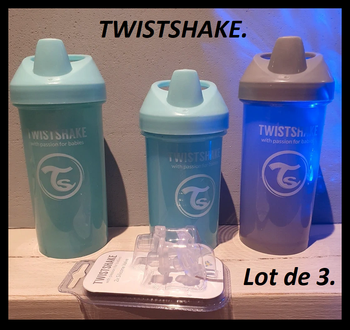 Lot de 3 gourdes Twistshake + valves silicone neuve