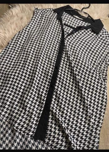 Blouse / Chemisette noir et blanc motif pied de poule Porta Fortuna Taille M / 38