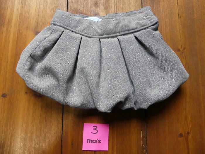 Jupe boule étoile argent pois gris bebe fille 3 mois obaibi neuf