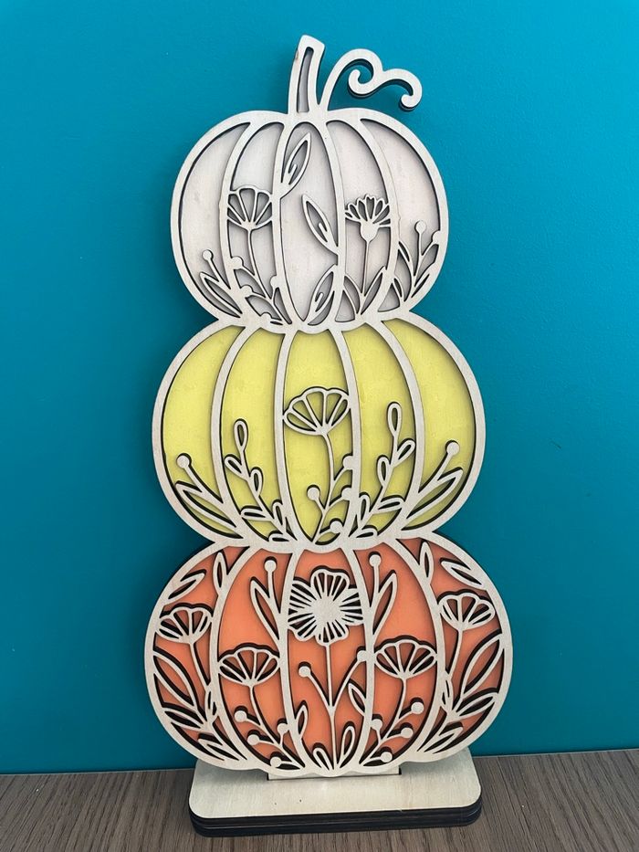 Citrouilles florales en bois - photo numéro 2