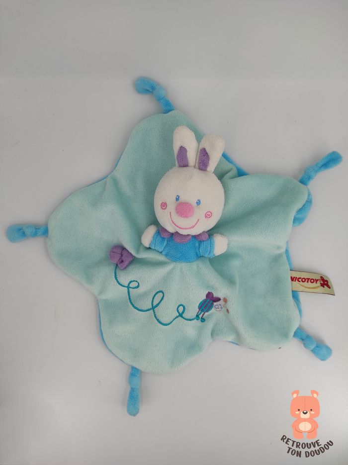 Doudou Plat Lapin Bleu Papillon Nicotoy - photo numéro 3