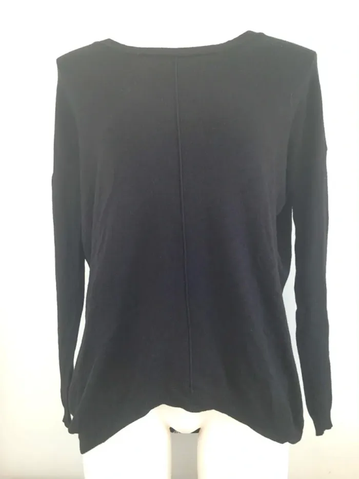 Pull fin col rond manches longues zippé oversize noir S 36 Atmosphère