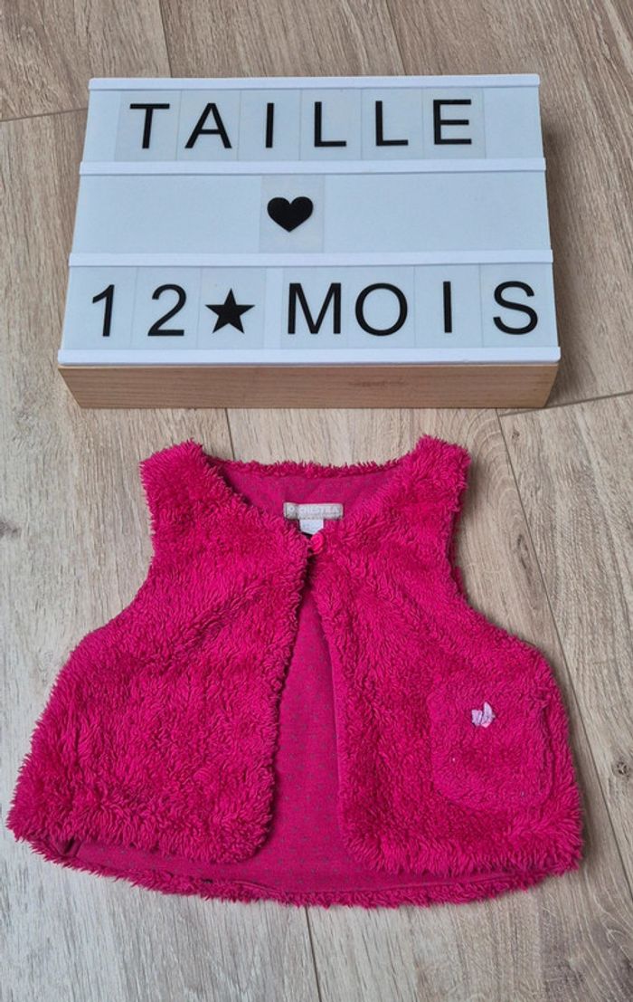 Gilet sans manches rose 12 mois