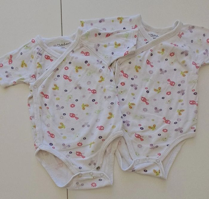 Lot de 2 bodies fille manches courtes 9 mois