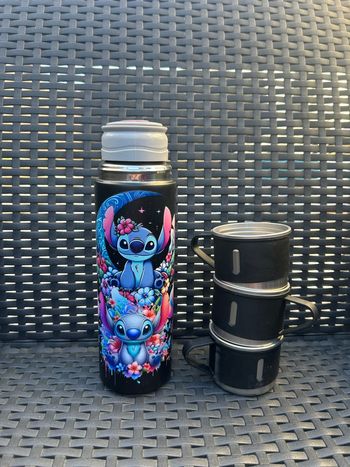 Coffret Thermos isotherme Stitch avec 3 tasses