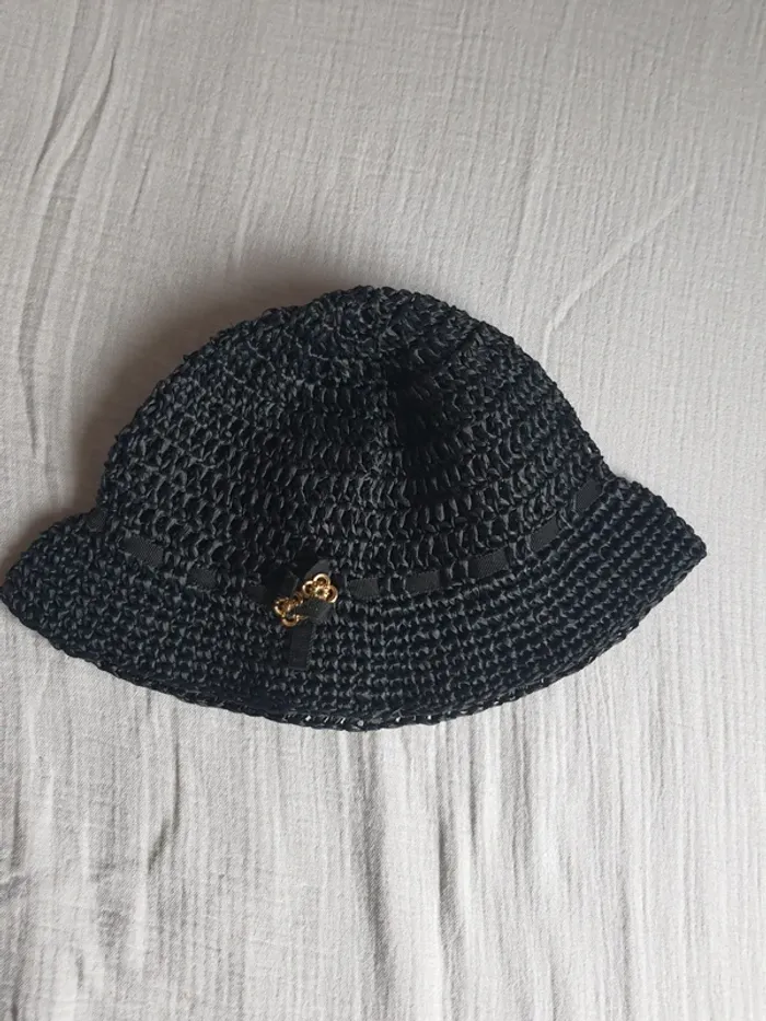 Chapeau noir raphia - photo numéro 7