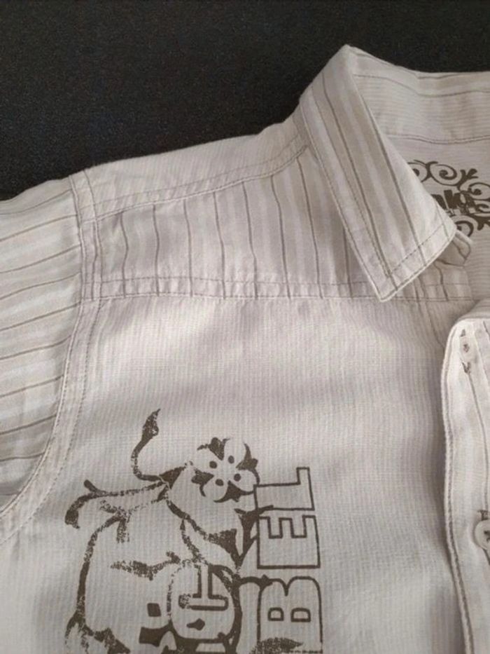 Chemise manches courtes blanche et beige Waki 5 ans - photo numéro 3