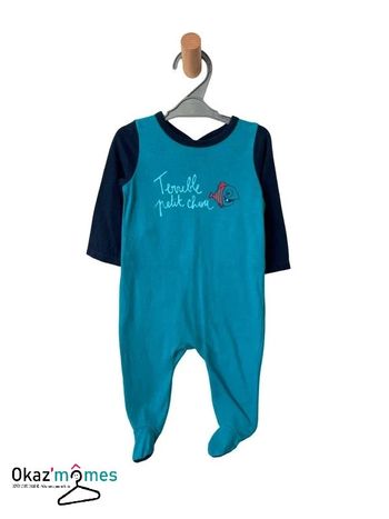 Pyjama bleu en coton "Terrible petit chou" - DPAM 6 mois (68cm)