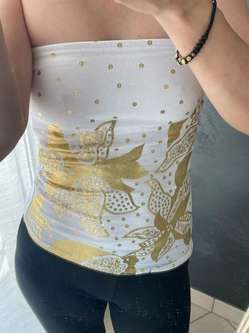 Top bustier blanc et doré