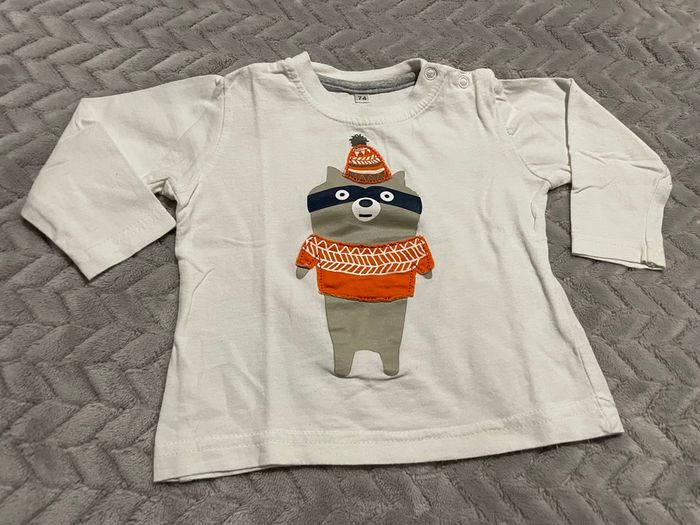 Lot Tshirts manches longues + pull sans manche 12 mois - photo numéro 3