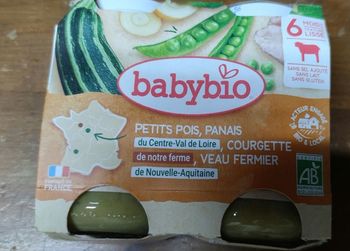 Baby bio petits pois panais courgette veau