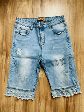 Pantacourt bleu clair en jean Miss Bon Tailles XS-S