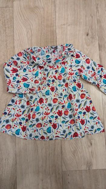 Blouse manches longues fleurs/oiseau 18 Mois