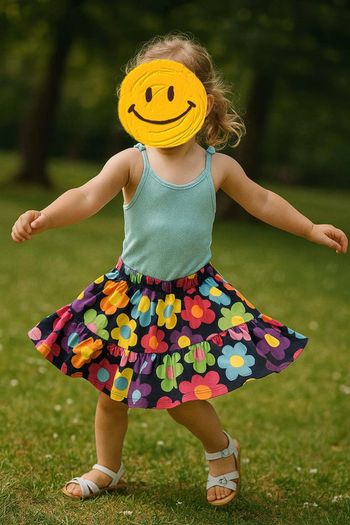 Jupe à fleurs multicolores